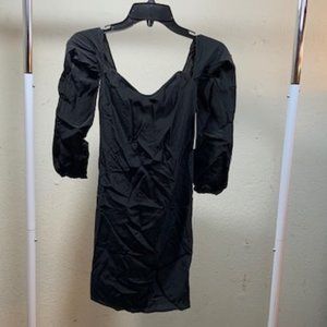 Bailey/44 Women Black Devotion 100% Silk Strapless 3/4 Sleeve Mini Dress XS NWT